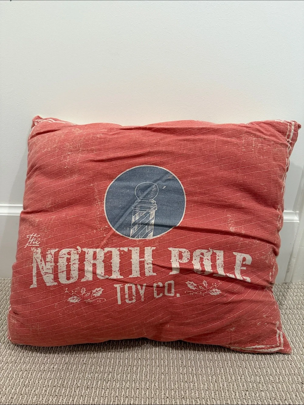 Red & Cream Holiday Throw Pillow